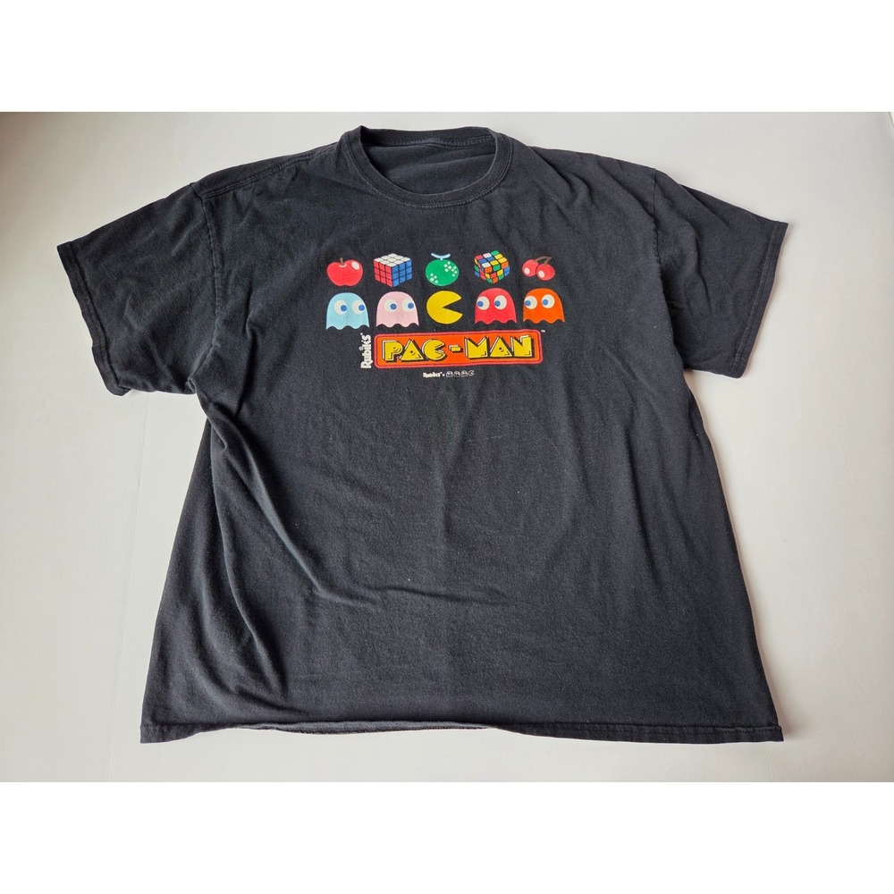 Pac-Man Shirt Mens Large Black Rubiks Cube Classic Games Y2K Arcade Retro